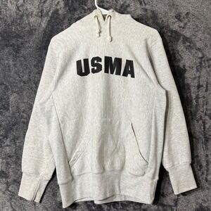 Vintage USMA Reverse Weave Hoodie Military West Point Gray Pullover Medium